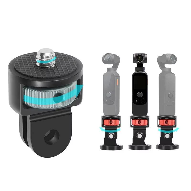 EXSKOF Aluminiumlegierung 1/4-20 Schraubadapter in Schwarz für GoPro Hero 13, Hero 12 und Insta360 Action-Kameras sowie Selfie-Sticks und Stative - Bild 2