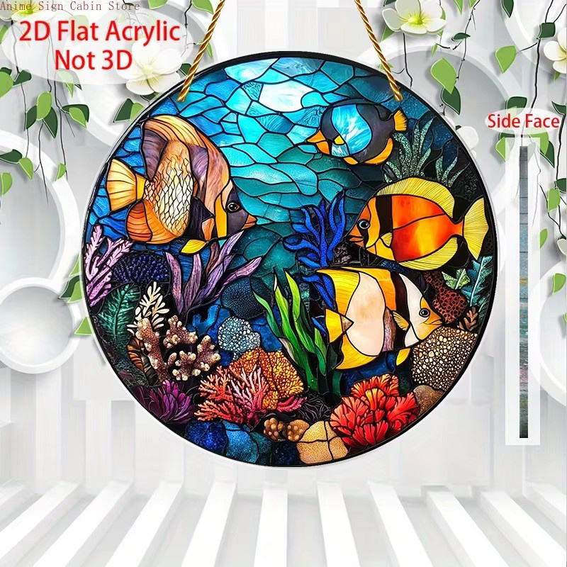 Potdemiel Suncatcher Rundes Wandbild mit Natur- und Wildnis-Motiv aus Acryl, Mehrfarbig, Durchmesser: 20 cm - Bild 3