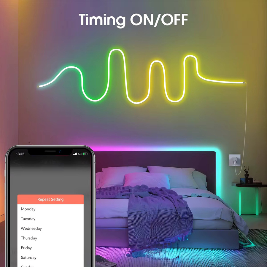 SerRickDon Smarter RGBIC Neon-LED-Lichtstreifen mit WiFi und Bluetooth, Multicolour, USB-Betrieb - Bild 3