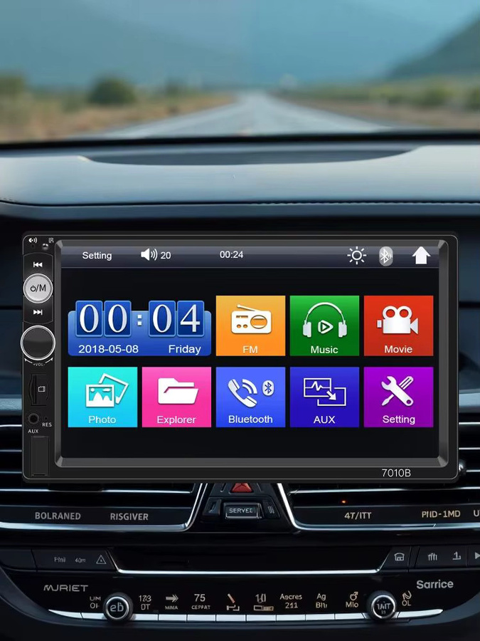 HIPPCRON 7 Zoll Autoradio MP5 mit Bluetooth, Multimedia-Videoplayer, FM-Empfänger, USB-A, TF und AUX in Schwarz - Bild 7