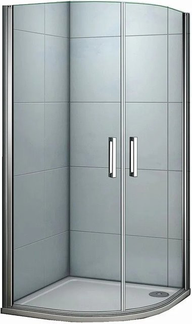 Duschparadies Runddusche Duschkabine Viertelkreis mit Schwingtür, Farbe: Transparent/Silber, B/T/H: 90 x 90 x 195 cm, 6mm ESG Glas mit Easy Clean Coating - Bild 1