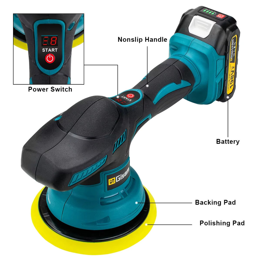 Gisam 8-Gang Digital-Display Kabelloser Elektrischer Autopolierer für Makita 18V Akku - Bild 3
