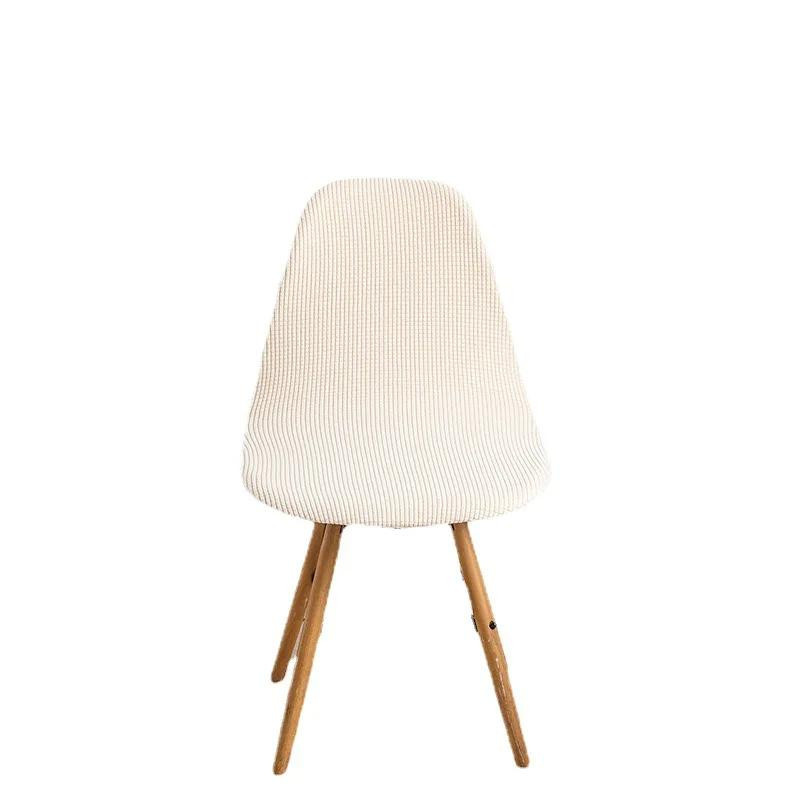 Elastischer Sitzbezug für armlose Schalenstühle in Beige aus Waffel-Struktur, pflegeleichte Schutzhülle für Esszimmerstühle und Bürostühle - Bild 3