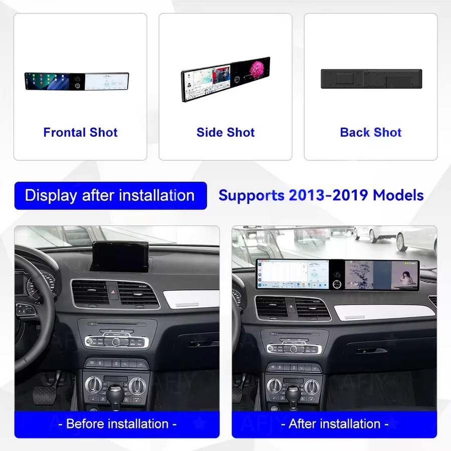 YANFU Android 13 Dual-Screen Autoradio für Audi Q3 2013-2019 mit 12,3 Zoll Display, GPS, WIFI und Carplay in Schwarz - Bild 2