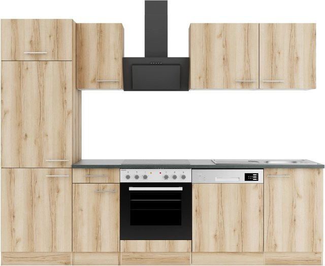 OPTIFIT Livorno290 Küchenzeile in Wildeiche Nachbildung mit Anthrazit und Braun, Breite: 270 cm - Bild 1