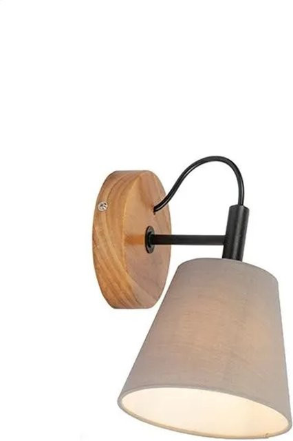 QAZQA Land Wandlampe aus Holz in Grau, dimmbar, rustikales Design für Wohnzimmer, Schlafzimmer und Flur - Bild 1