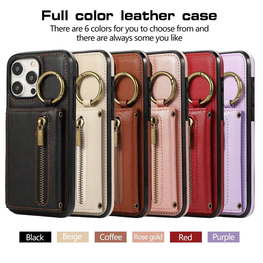 OLPAY Crossbody Brieftasche aus Leder mit Kartenhalter und Reißverschluss für iPhone in Gold - Bild 4