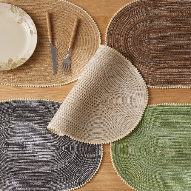 Tabletex 4er-Set ovale Tischsets aus Rattan in Beige, gewebt und hitzebeständig, B/T: 45,7 x 30,5 cm - Bild 1