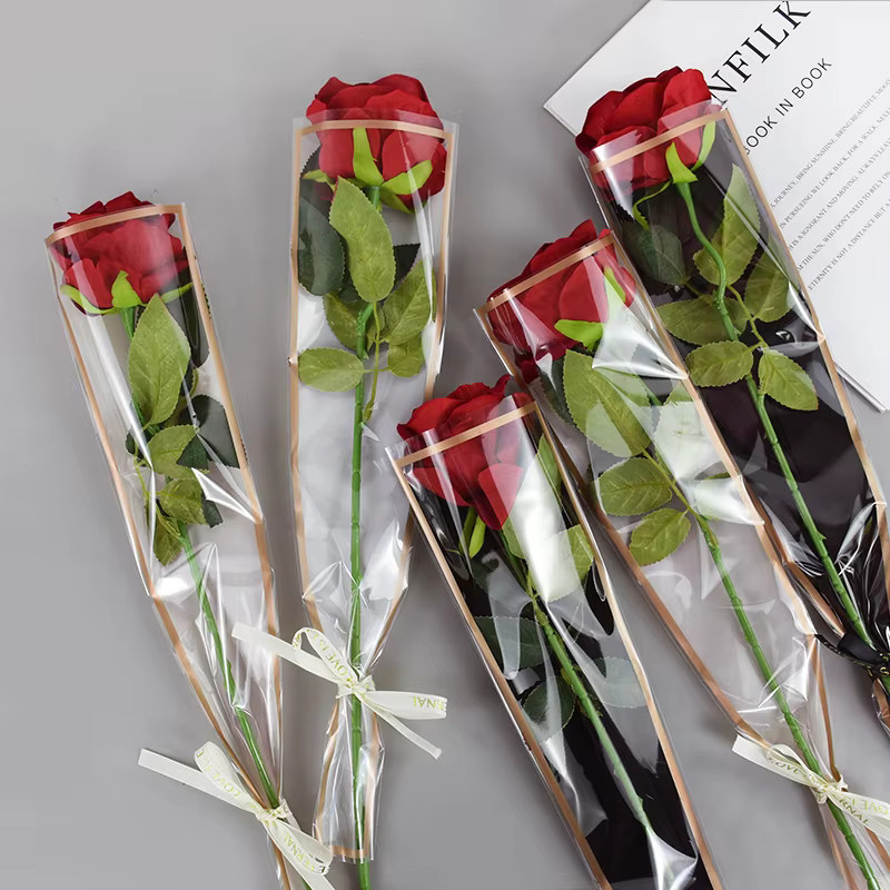 50 Stück Transparente Rose Blumen Verpackungstaschen aus Kunststoff von ZQNYCY für Hochzeiten, Geburtstage und Partys - Bild 2
