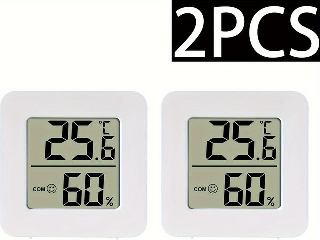 VAIKBY Set aus 2 Mini-LCD-Digitalthermometern und Hygrometern in Weiß (Celsius) - Bild 1