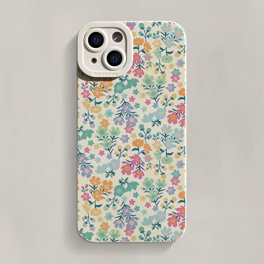 Apple iPhone Hülle aus TPU mit buntem Blumenmuster in Beige und Multicolour für iPhone 17 bis iPhone 7/8 Modelle - Bild 2