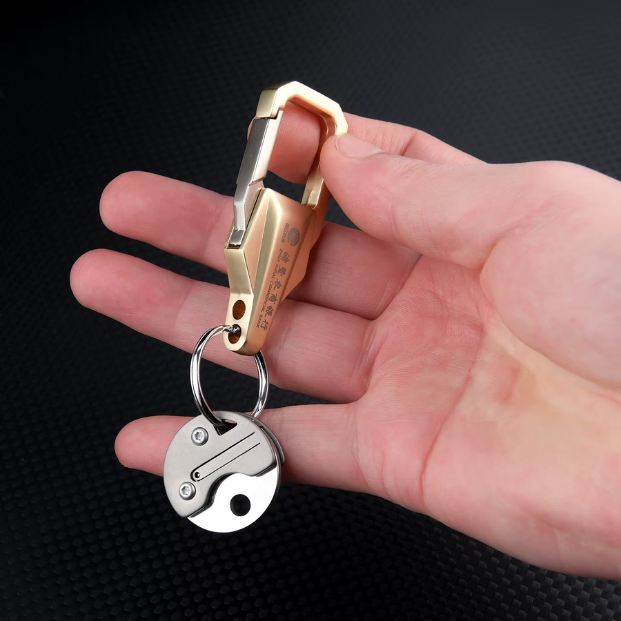 JIANLAI Taschenmesser in Münzform aus Metall als Schlüsselanhänger zum Öffnen von Paketen und Kartons, Silber - Bild 4