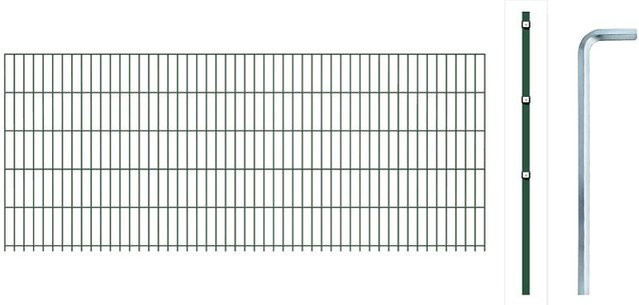 ALBERTS Doppelstabmattenzaun-Grundset in Grün, Länge: 10 m, Höhe: 100 cm - Bild 1