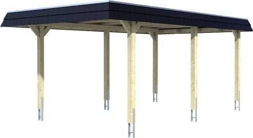 SKANHOLZ Carport Wendland, farbbehandelt, Weiss, B x T: 362 x 628 cm, Firsthöhe: 243 cm - Bild 1