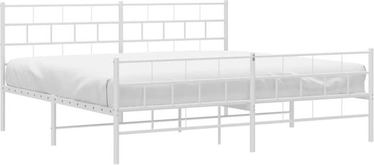 Vidaxl Metallbett in Weiß mit Kopf- und Fußteil im klassischen Design, B/T/H: 183 x 213 cm - Bild 1