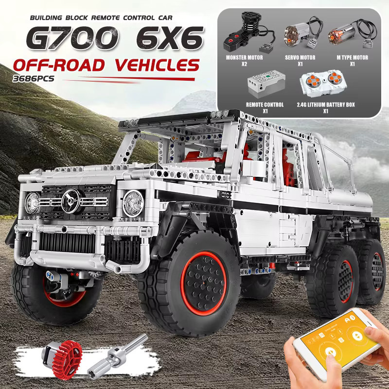 Mould King G63 6X6 Offroad-SUV, Bausatz, APP- und RC-gesteuert - Bild 4