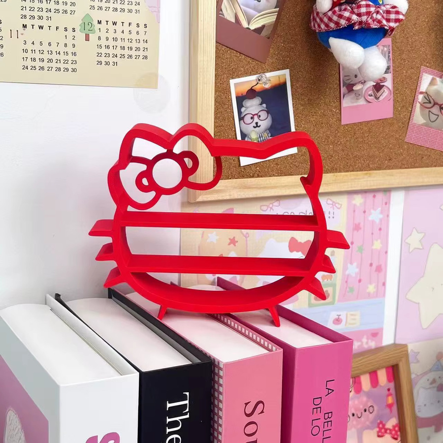 Keeppley Hello Kitty 3D-gedrucktes Aufbewahrungsregal in Pink und Rot als Vitrine und Miniatur-Deko-Geschenk - Bild 4