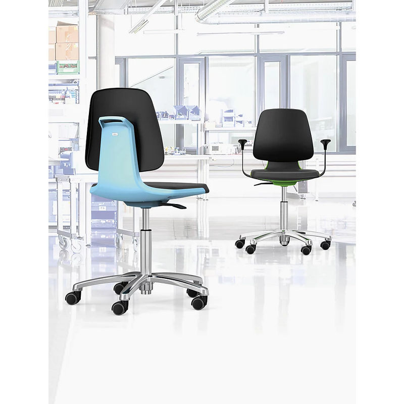 Bimos Arbeitsdrehstuhl Labsit mit Skintec-Polster und Rollen in Weiß, B: 45 cm, T: 42 cm, H: 45-65 cm - Bild 4