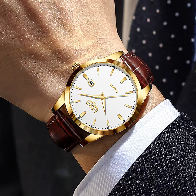 LIGE Armbanduhr Chronograph, Quarz, Leder, Herren - Bild 5