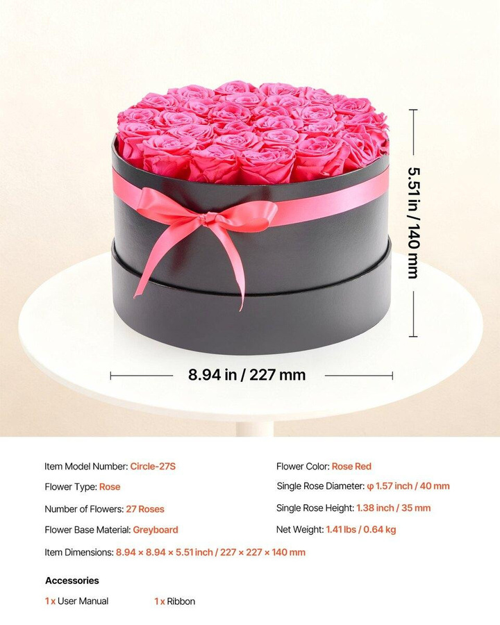 Forever Flowers von Buying Solutions, MB: 27 konservierte Rosen in einer runden Schachtel, ewiges Blumenbouquet in Rot und Pink - Bild 6