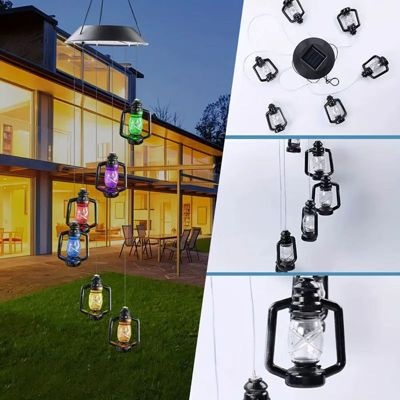 Peach Forest Solar Windspiel in Petroleum Flaschenform aus Glas für Garten und Veranda, mehrfarbig - Bild 6