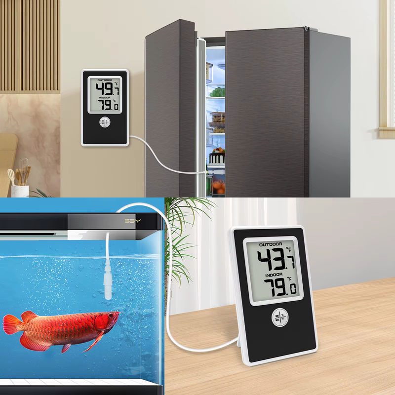 Urageuxy Digitales Innen- und Außenthermometer in Schwarz mit kabelgebundenem Sondensensor für Zuhause, Büro, Gewächshaus und Aquarium - Bild 4
