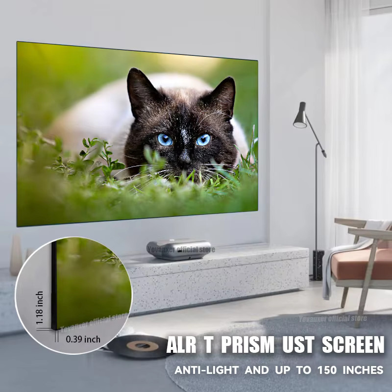Yovanxer 150 Zoll Max ALR UST Festrahmen-Projektionsleinwand mit T-Prism Technologie in Grau für Ultra-Kurzdistanz-Projektoren, 8K und 3D kompatibel - Bild 5