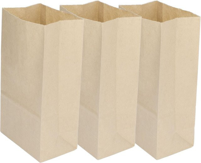 100 Stück Kraftpapiertüten in Beige, fettabweisend und reißfest, lebensmittelecht, B/T/H: 18,0 x 9,0 x 5,5 cm - Bild 1