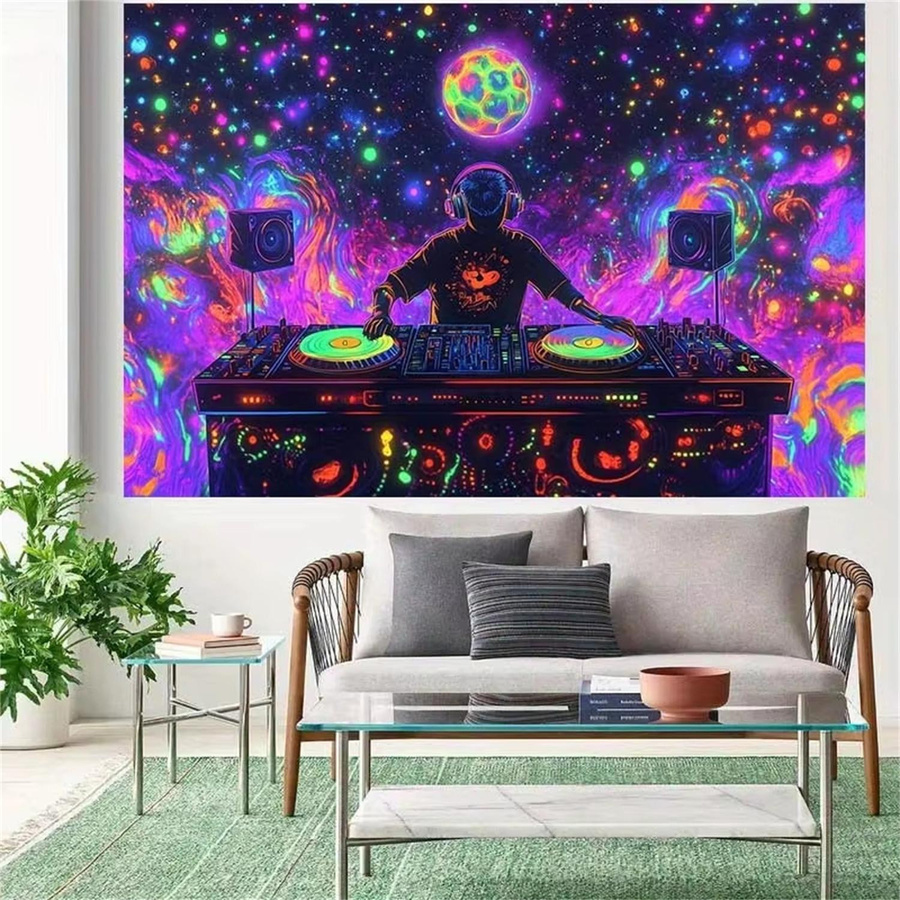 UV-reaktiver Wandbehang DJ im Universum von JMG Household Supplies, bunt, Breite: 40 cm, Höhe: 60 cm - Bild 3