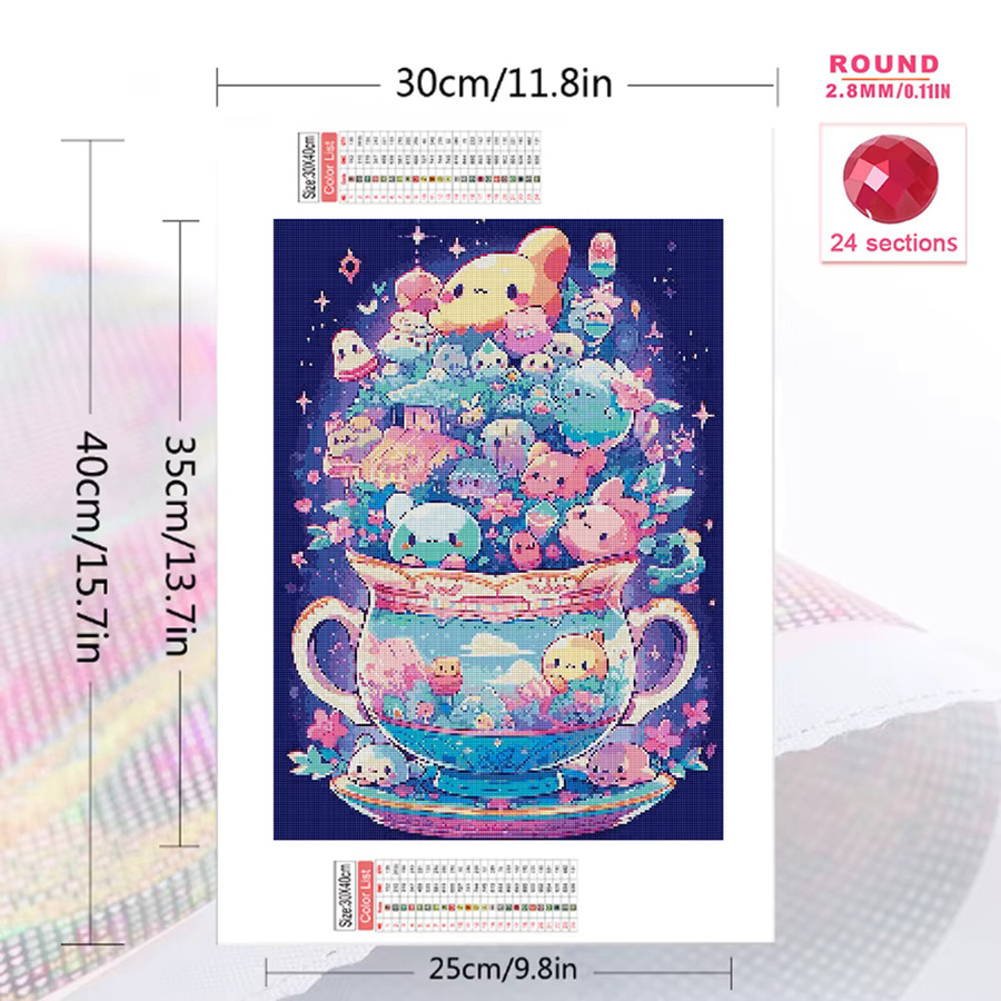 EverShine DIY Diamant-Mosaik Set Landschaft Cartoon-Becher mit Rundstickerei in Multicolour, B/H: 30 x 30 cm - Bild 2