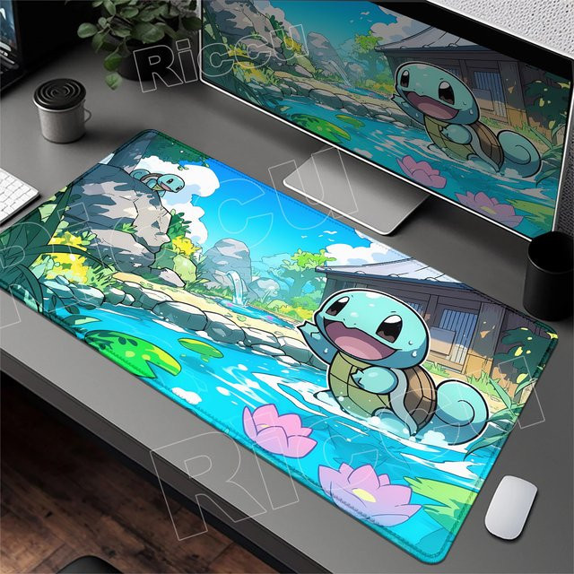 Potdemiel Pokemon Squirtle Mauspad, rutschfestes Gummi-Mauspad für E-Sport und Gaming, Mehrfarbig - Bild 1
