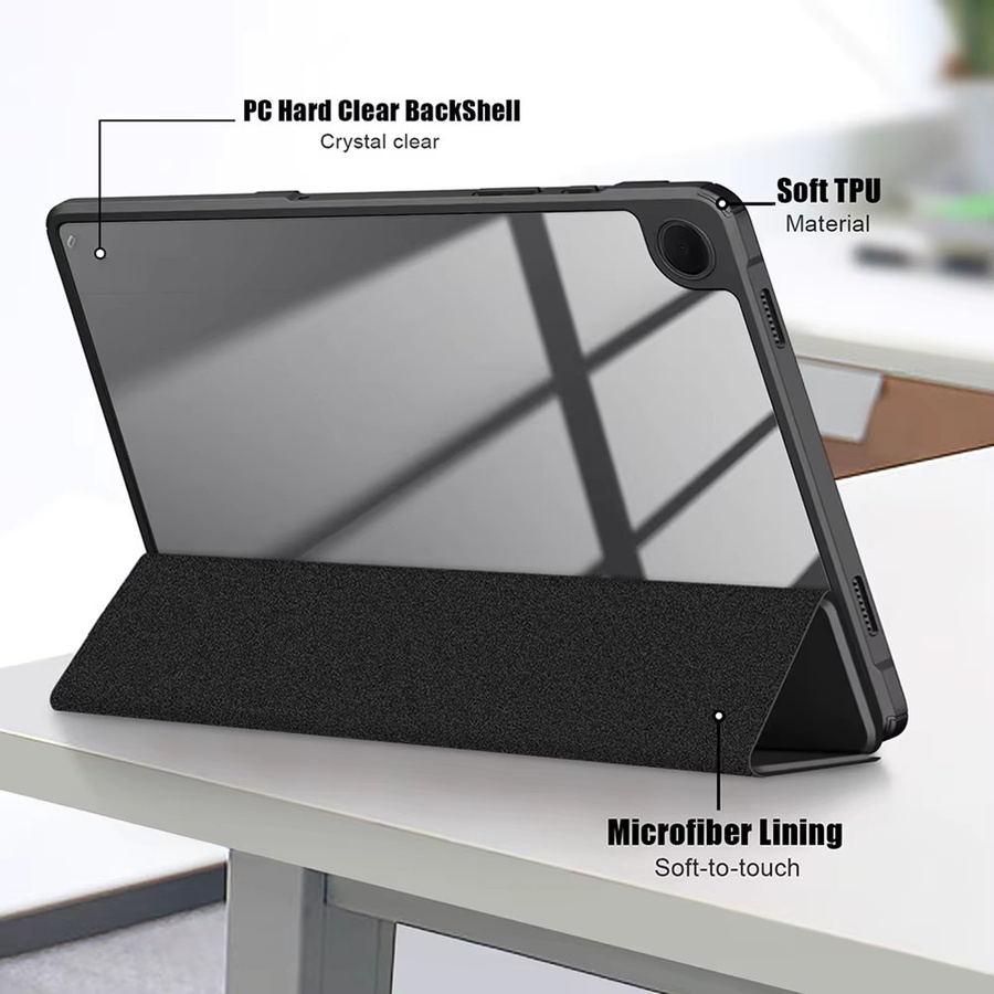 Einfarbige Acryl-Hartschalenhülle für Samsung Galaxy Tab A9 und Tab A11 8,7 Zoll mit weichem TPU-Rahmenschutz, schlankes und leichtes Tablet-Case in Schwarz oder Weiß - Bild 4