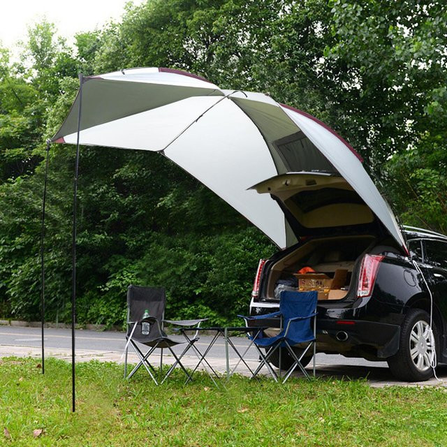 Nensit Outdoor Leichtgewicht Auto Heck Zelt als Barbecue Unterstand mit Oberlicht in Weiß - Bild 1