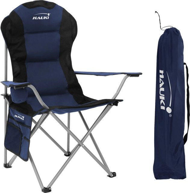 Hauki Campingstuhl faltbar Blau mit Getränkehalterung und Tragetasche aus Stahl und Polyester - Bild 2