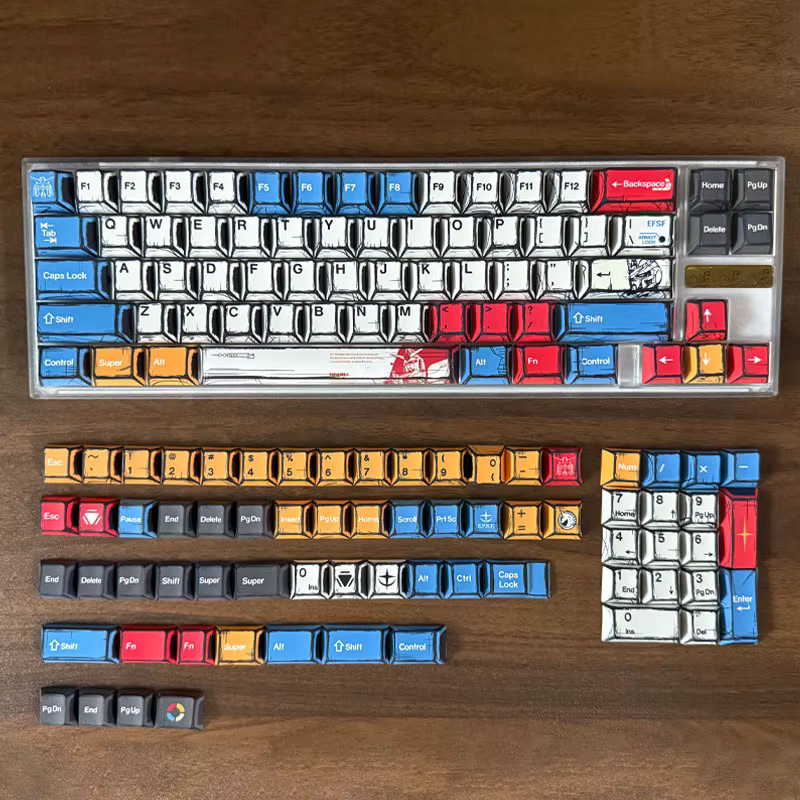 Comic Mixed-Lights Tastenkappen im Cherry Profile aus PBT mit Numpad für 60 % 75 % 100 % MX mechanische Tastaturen, Multicolor - Bild 4
