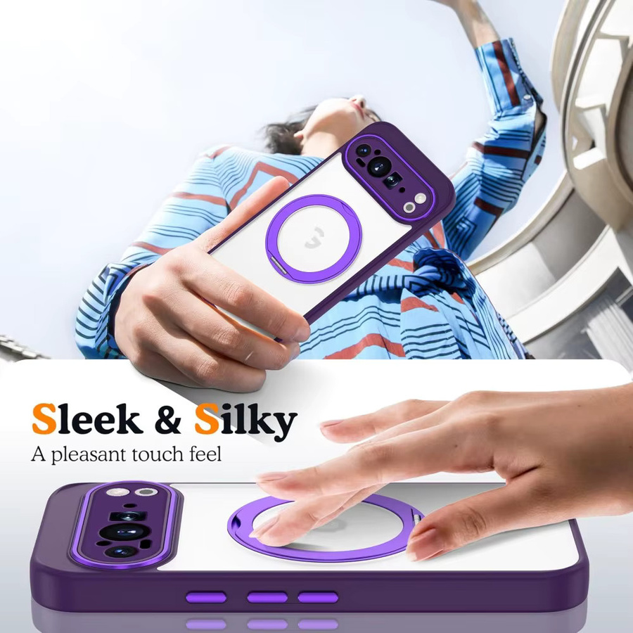Premium 360° Durchscheinende Handyhülle mit magnetischer Ringhalterung für Google Pixel 10, 9, 8, Pro, XL, 9a, 8a in Transparent, Pink oder Purple – Stoßfeste kabellose Ladeabdeckung - Bild 5