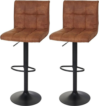PROREGAL 2er-Set Barhocker höhenverstellbar mit Lehne in Hellbraun, Vintage Wildlederimitat, Sitzhöhe: 64-85 cm