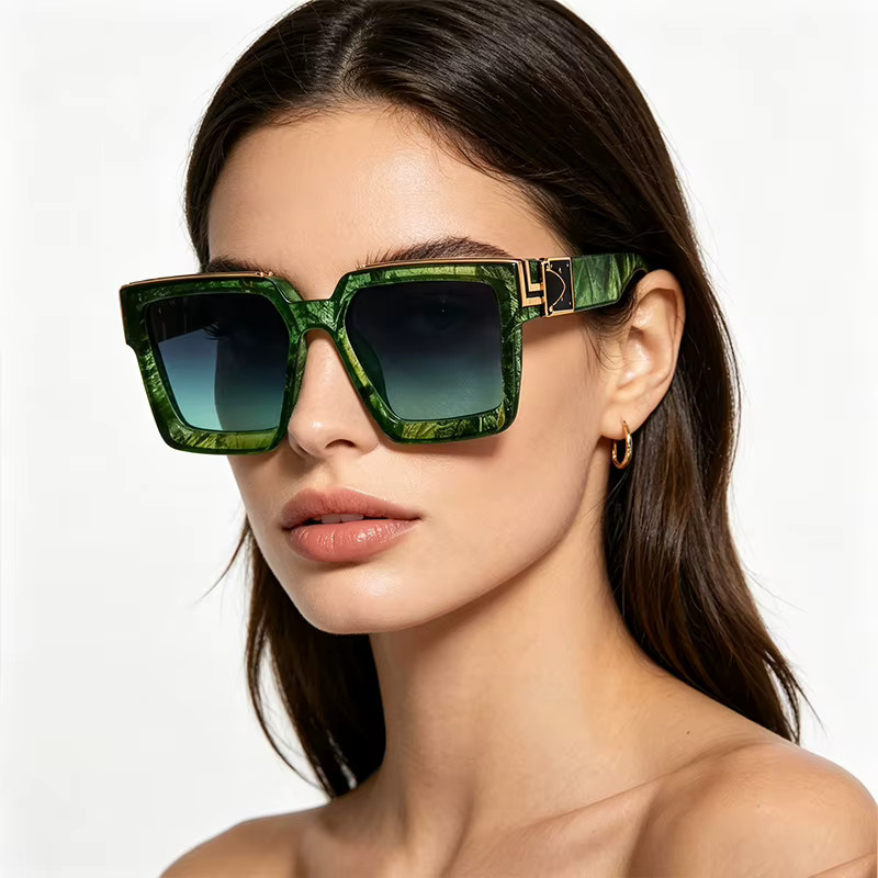 BOLGARENI Sonnenbrille, Quadrat, Vollrand, Kunststoff, Grün, Unisex - Bild 3
