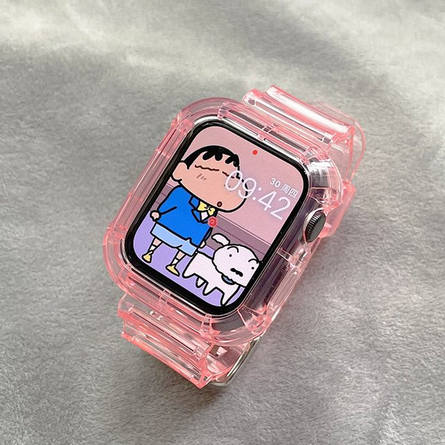 CAOWTAN Transparentes Armband mit Hülle für Apple Watch Serie 11 10 9 8 7 6 SE, Kunststoffarmband in Transparent - Bild 1