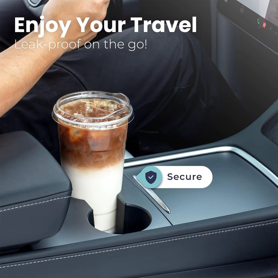 100er-Pack transparente Einweg-Plastikbecher mit Deckeln ohne Strohhalm als To-Go-Tumbler für Eiskaffee und Kaltgetränke - Bild 4