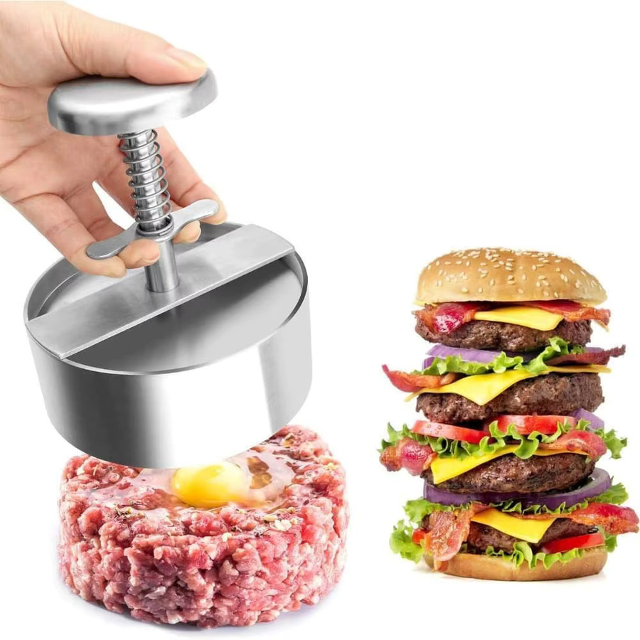 FEB.WIND Burgerpresse aus Edelstahl in Silber, antihaftbeschichteter Hamburger-Patty-Maker für Grill und Küche, spülmaschinenfest - Bild 4