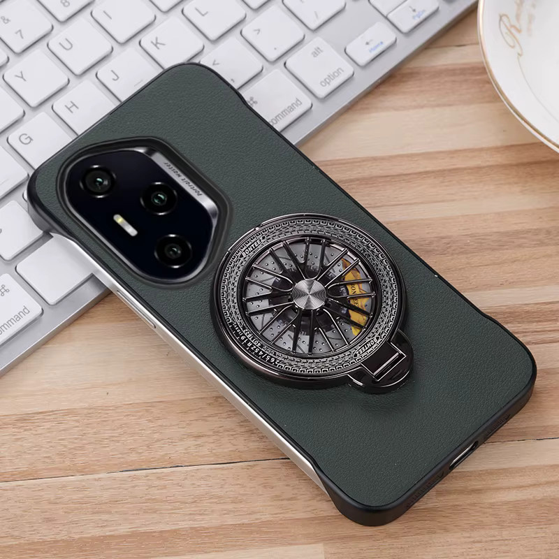 Rotate Gyro TOP Ultradünne rahmenlose Schutzhülle für Huawei Honor 300 200 100 90 70 50 Pro aus hartem PC und PU Leder in Beige - Bild 3