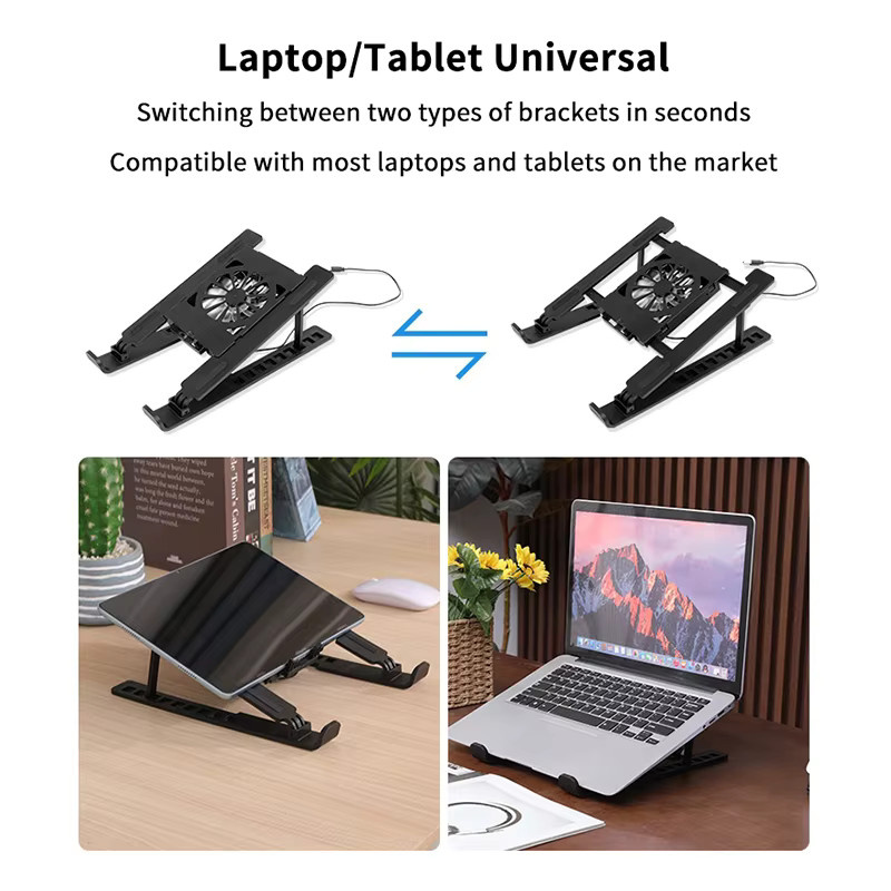 JTZTF Faltbarer Laptop Cooling Stand Notebook Kühler mit Lüfter in Schwarz - Bild 4