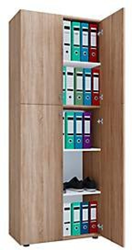 VCM Büroschrank Lona mit Drehtüren in Buche und Weiß, mit höhenverstellbaren Fachböden, B: 70 cm, T: 40 cm, H: 178 cm - Bild 3