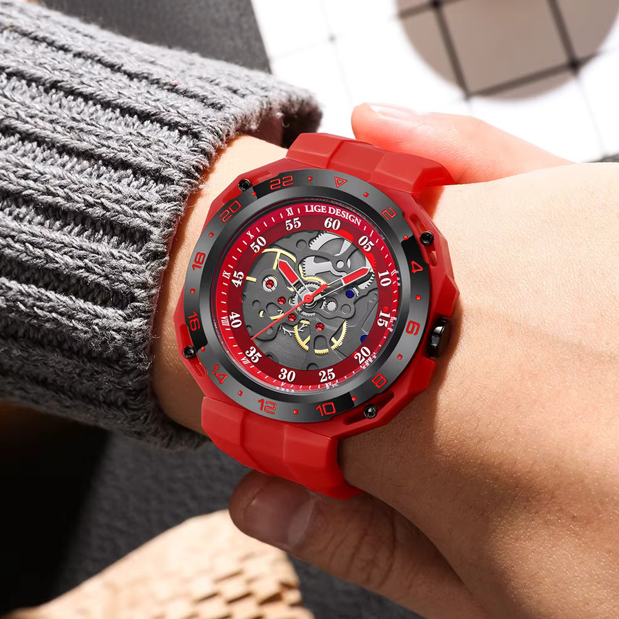 LIGE Armbanduhr Quarz, Schwarz, Datum, Leuchtzeiger, Herren - Bild 4