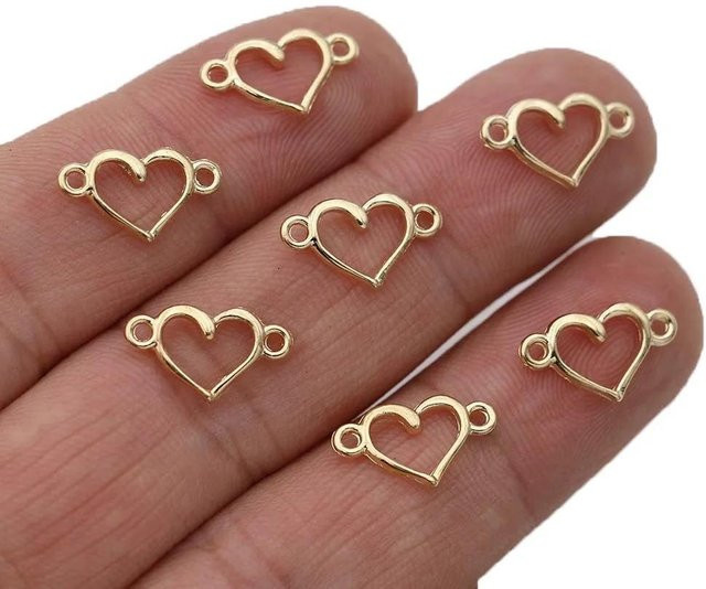 Herz-Anhänger-Verbinder, silberbeschichtet, 15x8mm, Unisex - Bild 1
