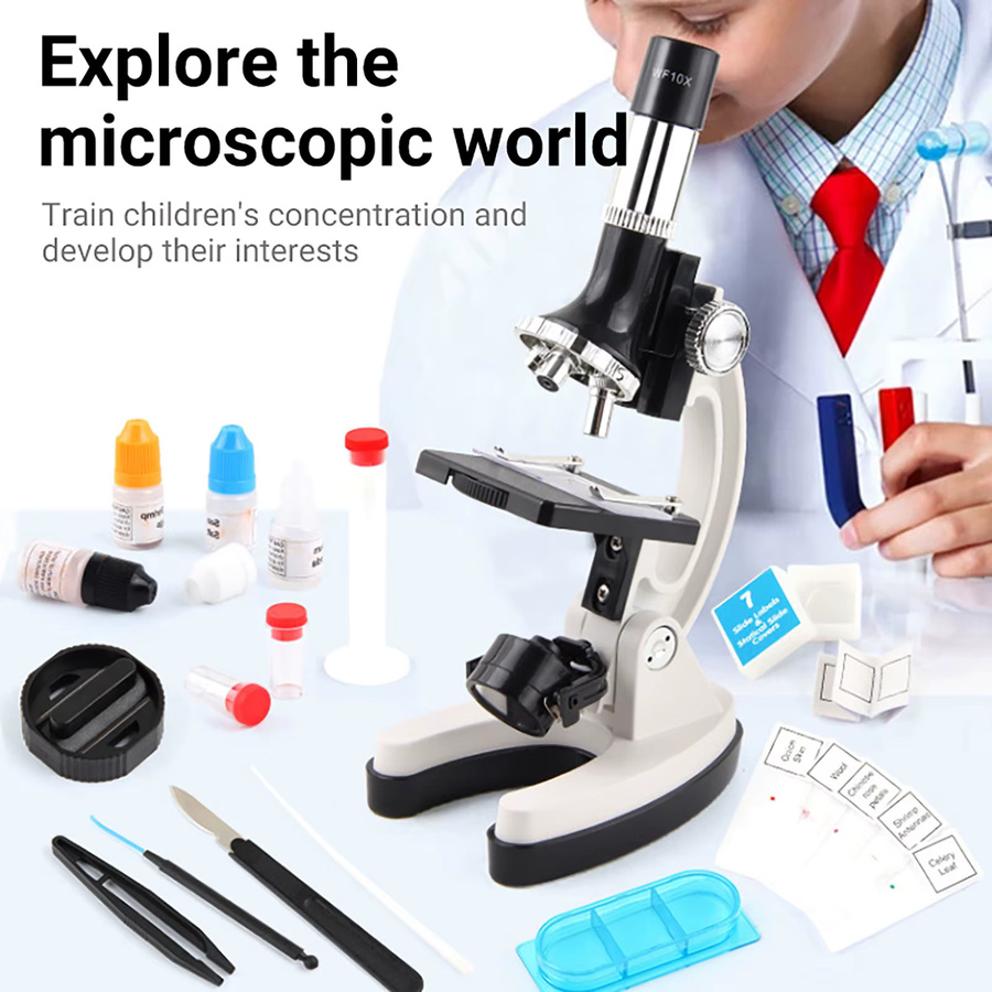 AOERWEI Mikroskop, Wissenschaftsset, Metall, Schwarz - Bild 2