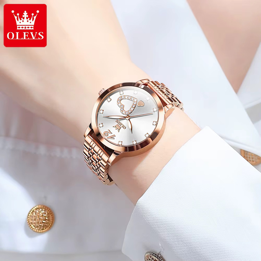 OLEVS Armbanduhr, Quarzuhr, Edelstahl, Roségold, Blau, Damen - Bild 2