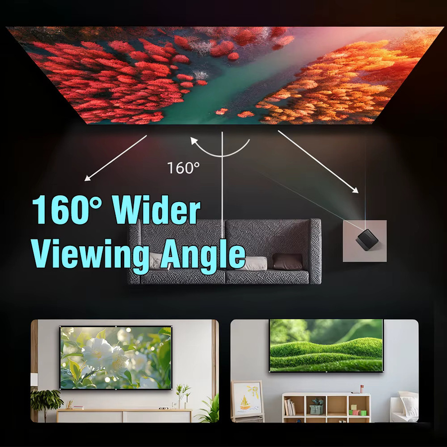 XIAOHUI Projektor-Leinwand mit Anti-Licht-Gitter in Weiß, tragbare Leinwand für Heimbüro und Heimkino, Format 16:9, 60–180 Zoll - Bild 2