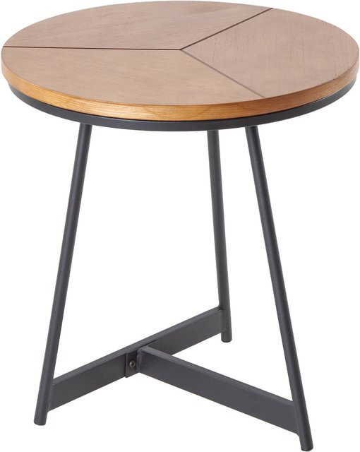 riess-ambiente Beistelltisch OAK ELEGANCE rund mit Eichenholzfurnier und schwarzem Metallgestell, Durchmesser: 45 cm - Bild 1